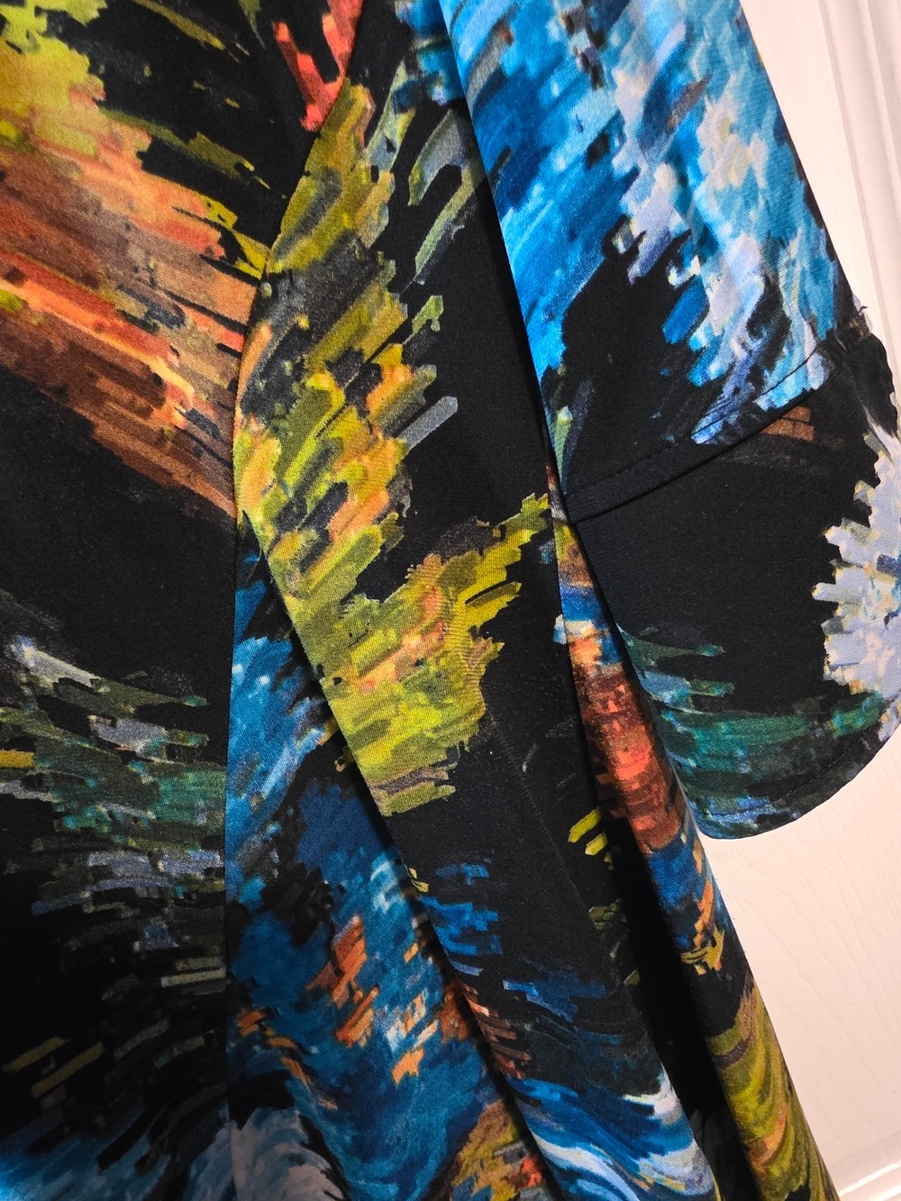 4/$97 Canadian Vivian Wong Abstract Brushstroke Button-Front Top - Picture 8 of 14